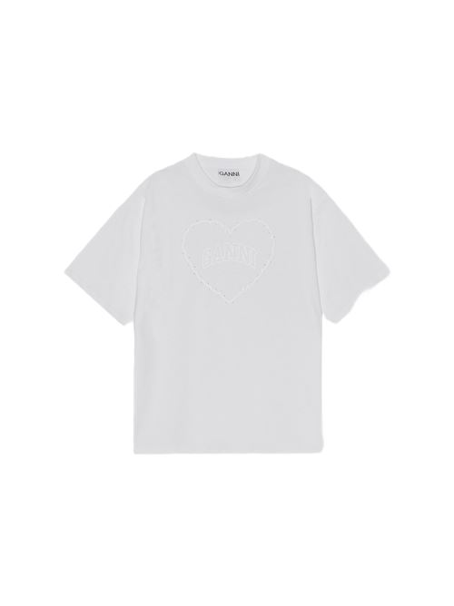 heavy cotton frop shoulder tshirt Ganni | T4033BRIGHT WHITE 151